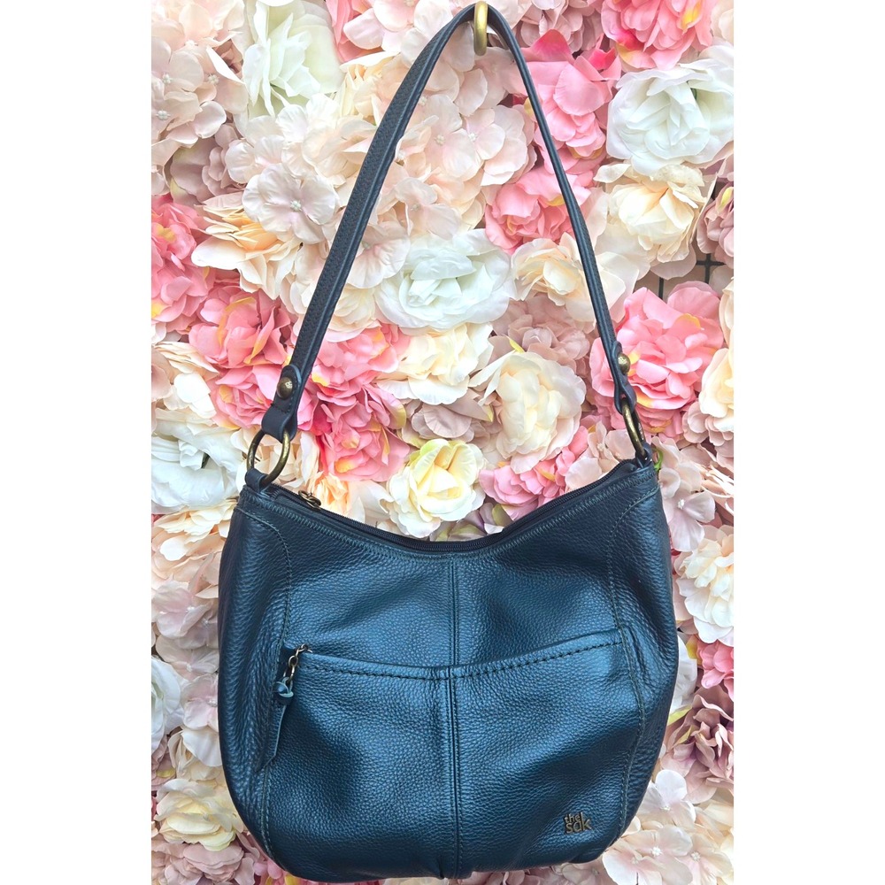The Sak Iris Large Hobo Bag Teal Pebbled Leather Shoulder Purse Slouchy